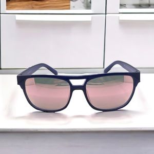 Fashion Sunglasses Deep Cobalt Blue with Pink Mirrored Lens